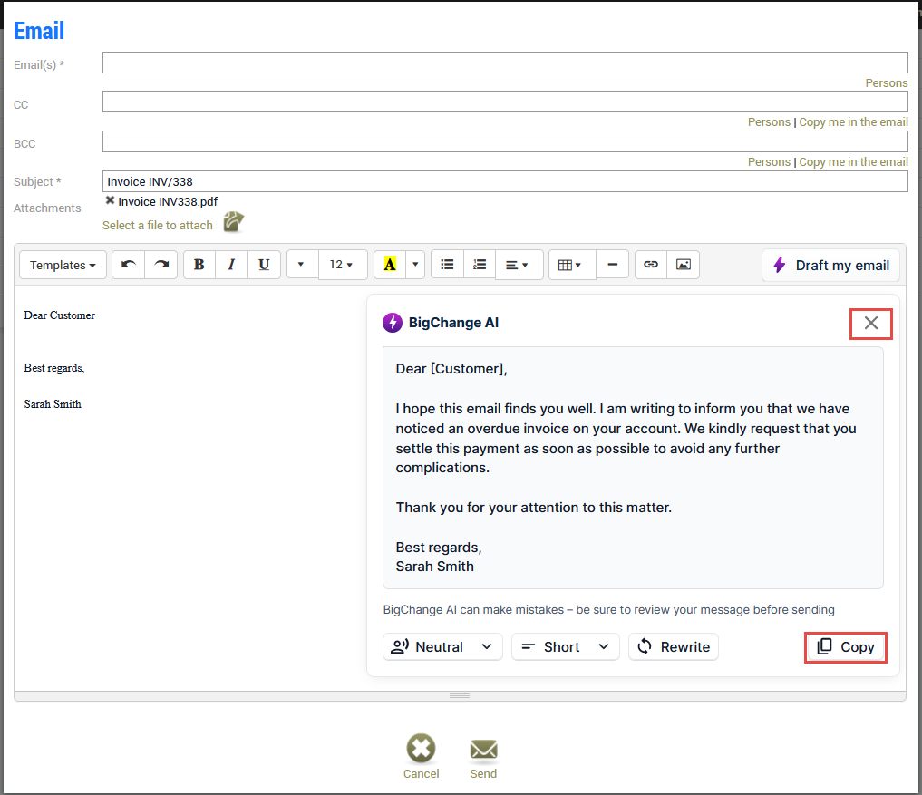 Email For Using Articles