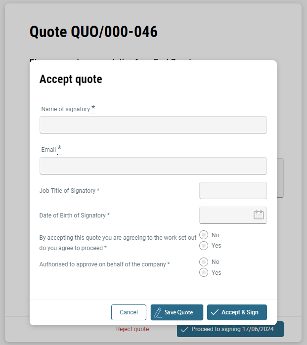 Example Quotation Acceptance Signature Articles